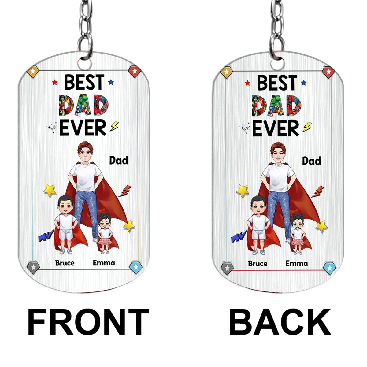 Super Papa Super Maman - Porte-clés en acier inoxydable personnalisé pour la fête des mères et la fête des pères