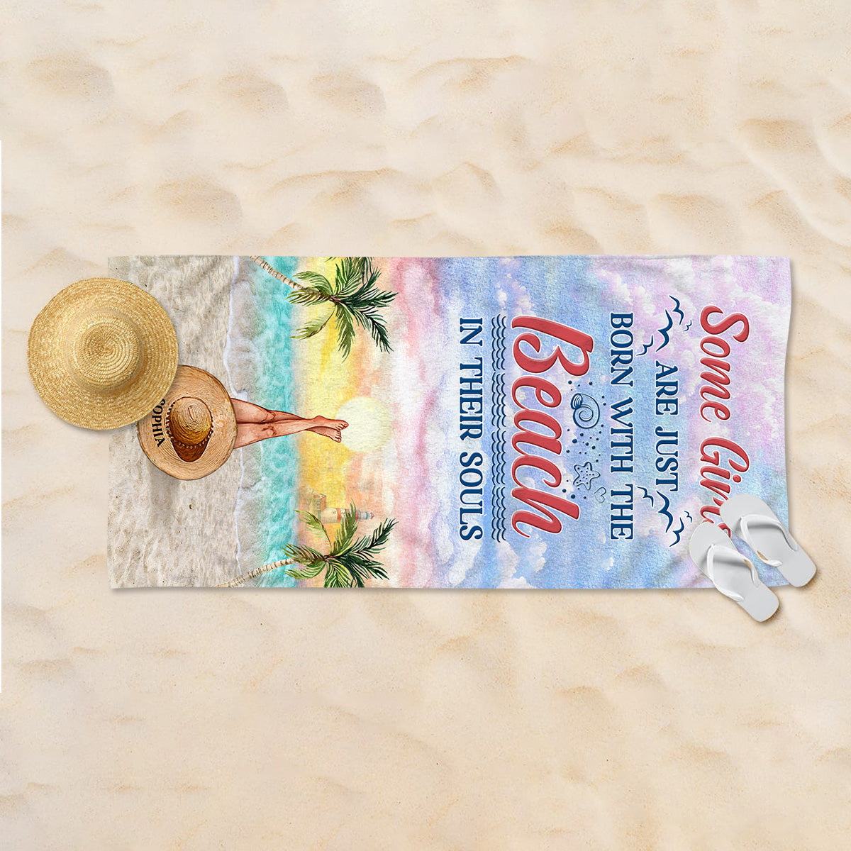 Just A Girl - Personalized Sea Lover Beach Towel