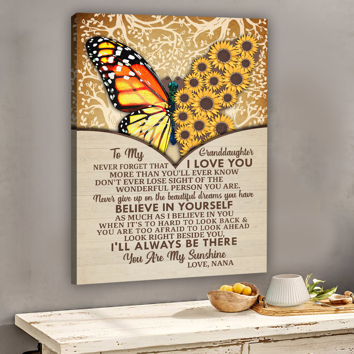 Tu es mon rayon de soleil - Toile et affiche personnalisées pour grand-mère