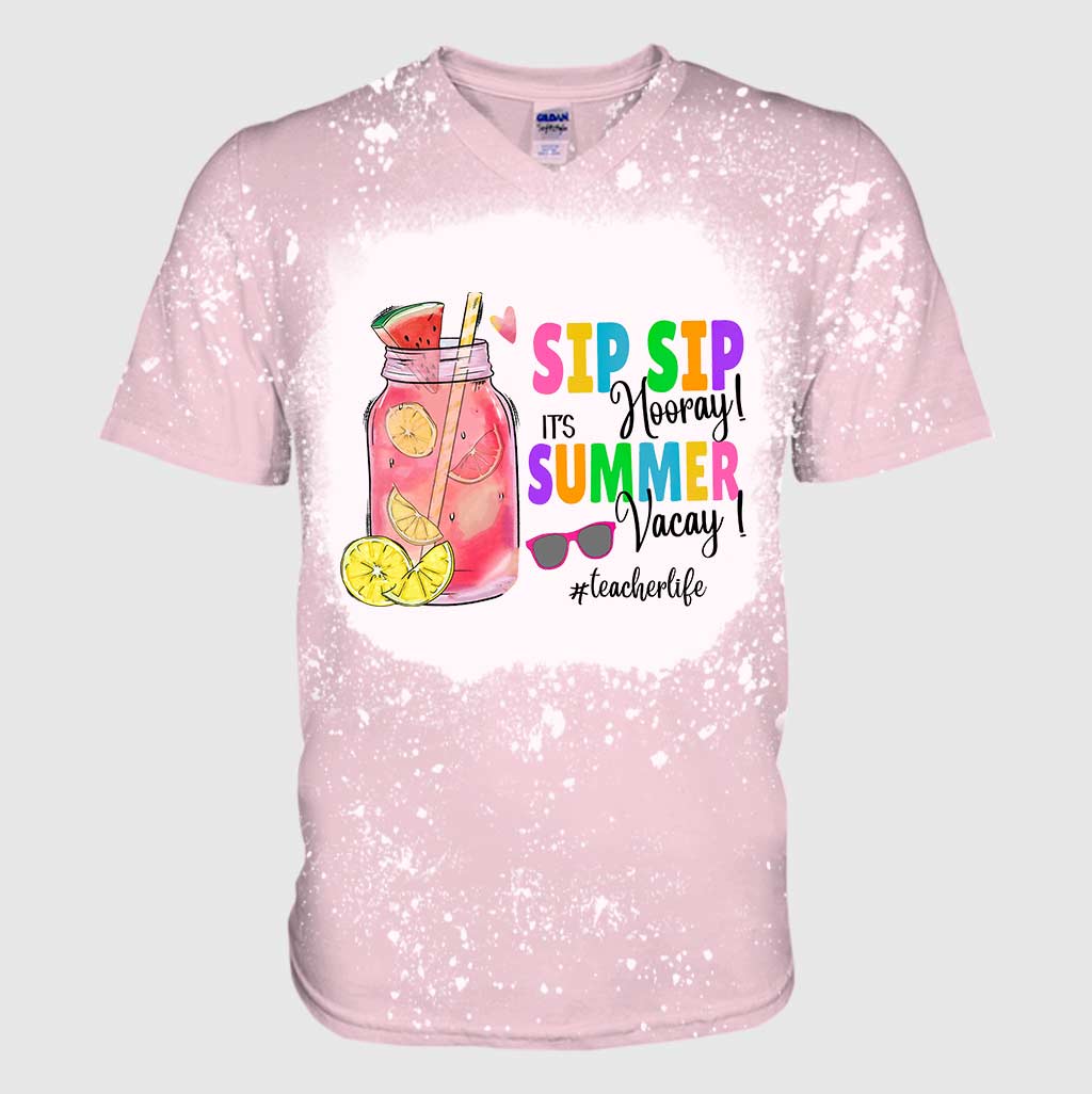 Vacances d'été ! T-shirts délavés faits main et personnalisés pour enseignants