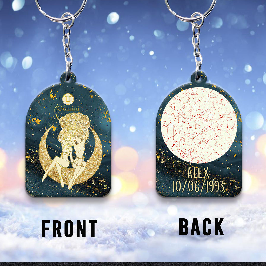 Porte-clés horoscope personnalisé - Signe du zodiaque (Impression recto verso)
