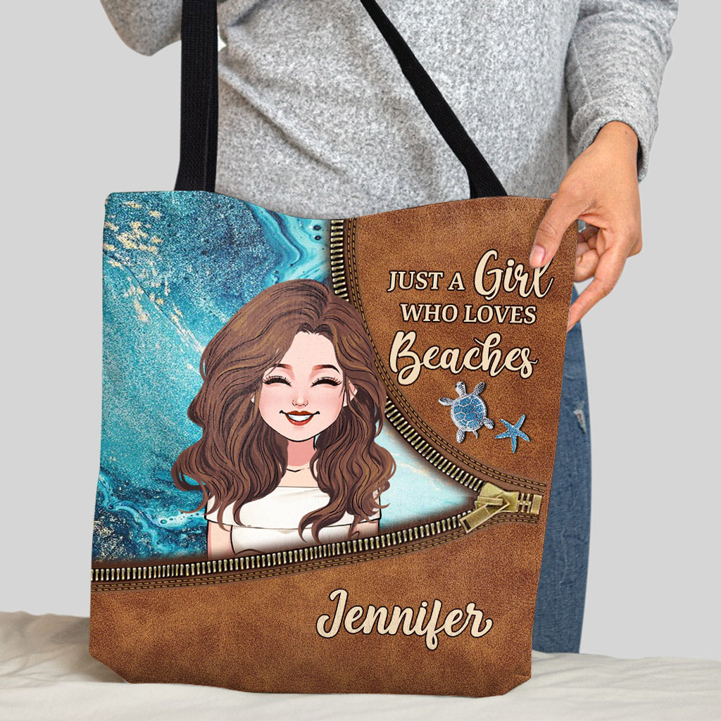 Juste une fille qui aime les plages - Sac fourre-tout personnalisé pour les amoureux de la mer