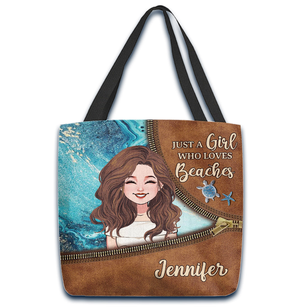 Juste une fille qui aime les plages - Sac fourre-tout personnalisé pour les amoureux de la mer