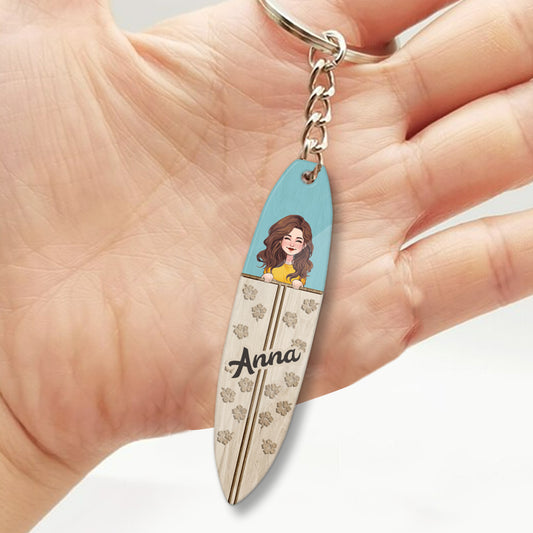 J'adore le surf - Porte-clés de surf personnalisé (Impression recto verso)
