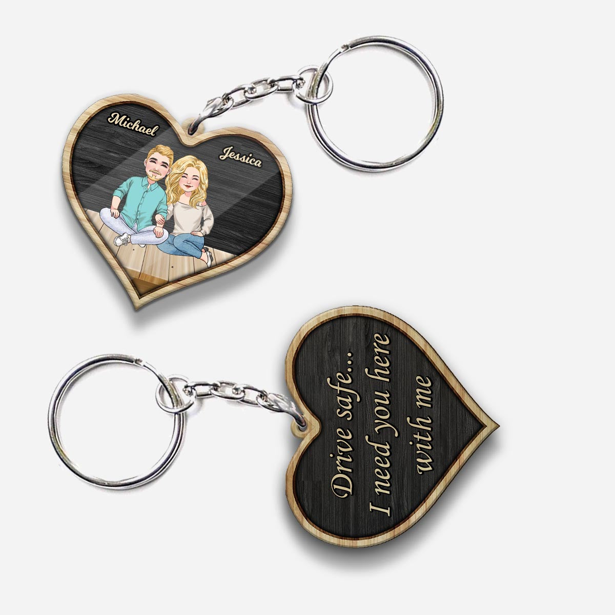 Drive Safe I Need You - Personalized Couple Keychain (Printed On Both Sides)