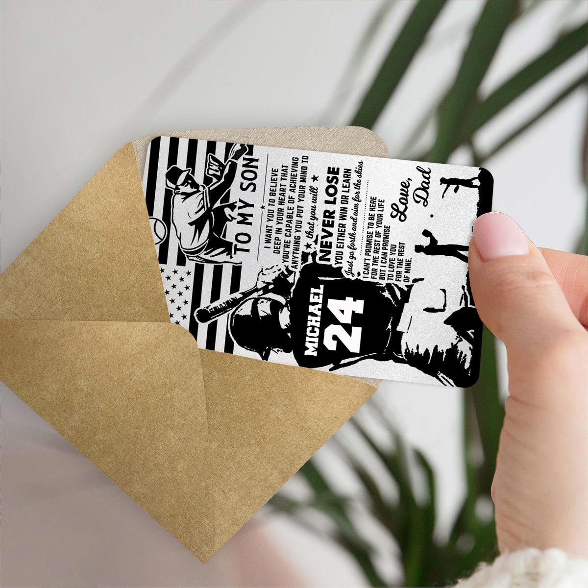 Je veux que tu y croies profondément - Carte personnalisée pour portefeuille de baseball