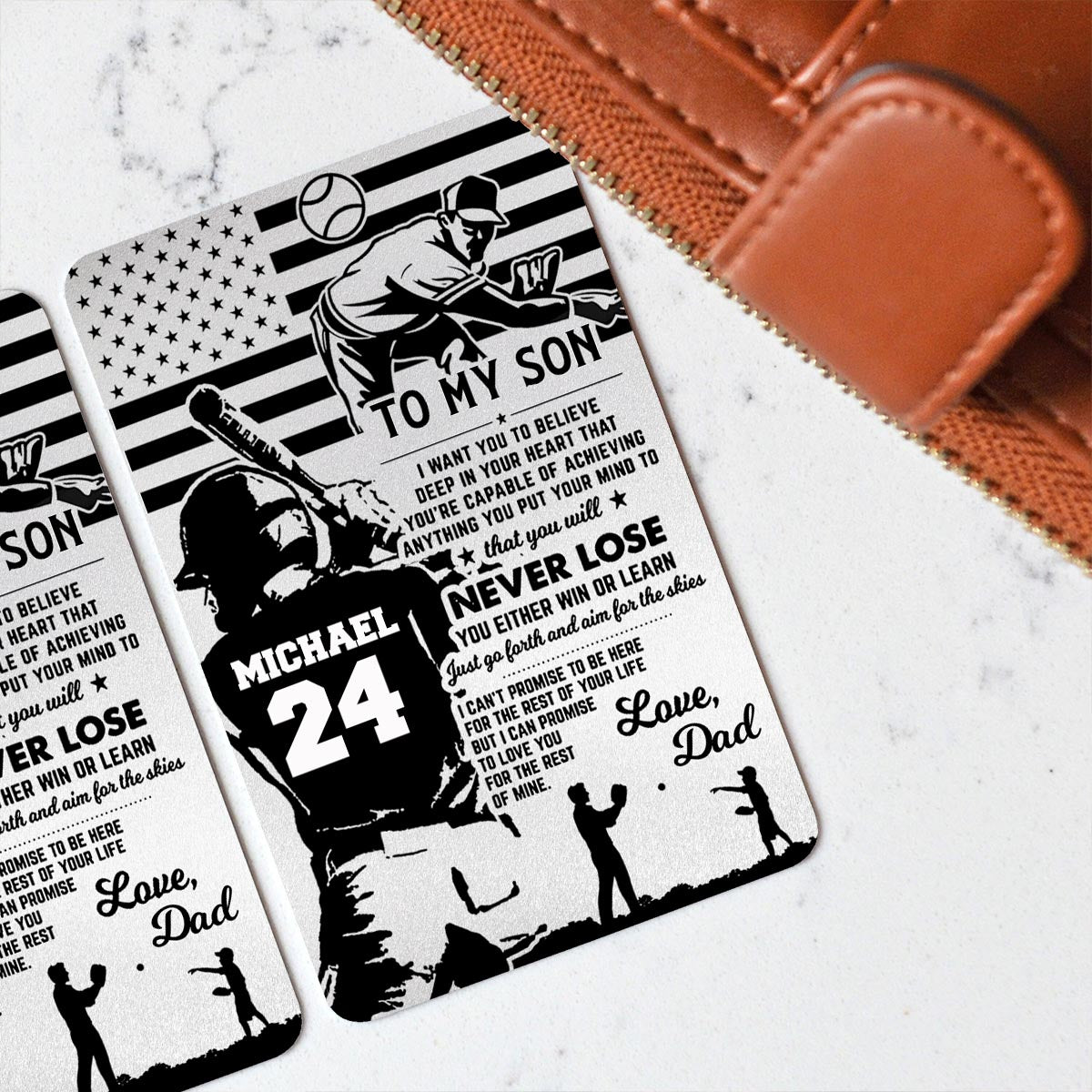 Je veux que tu y croies profondément - Carte personnalisée pour portefeuille de baseball