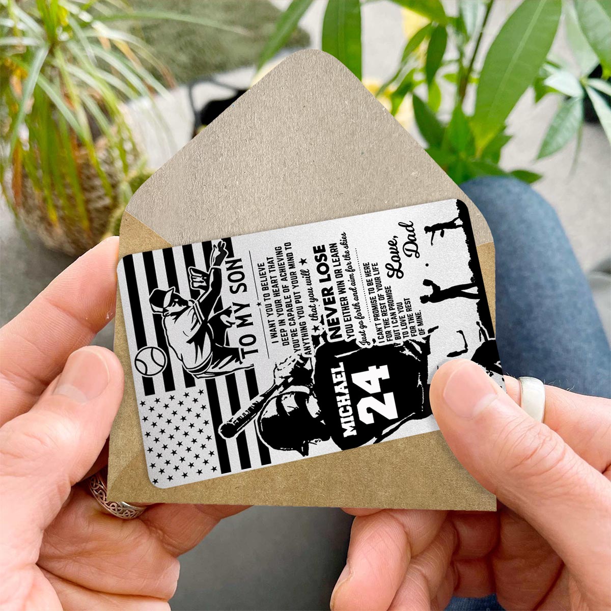 Je veux que tu y croies profondément - Carte personnalisée pour portefeuille de baseball