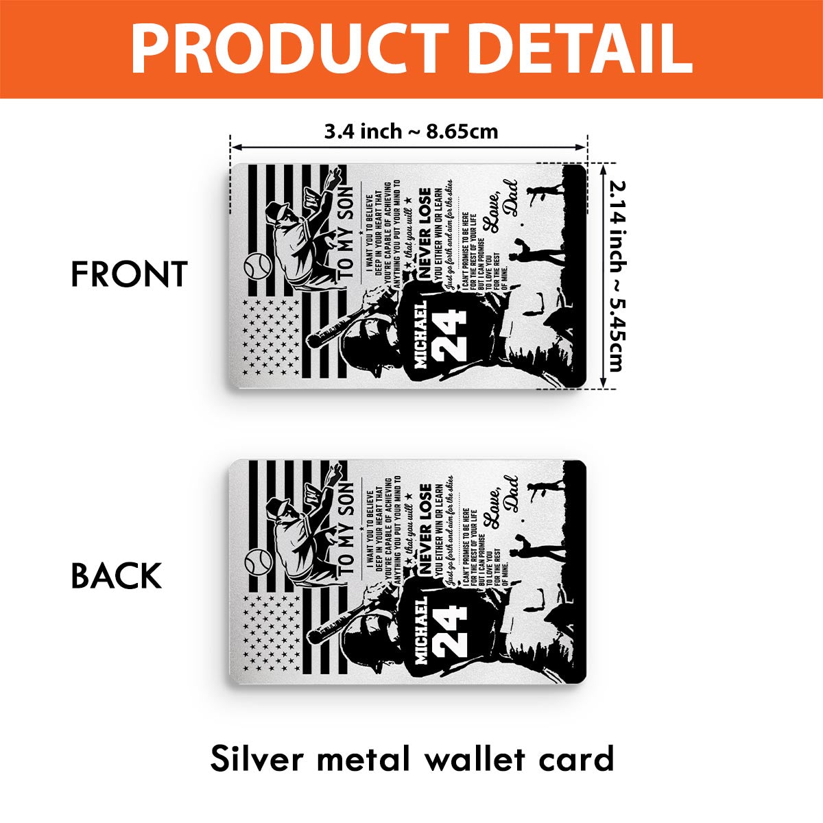 Je veux que tu y croies profondément - Carte personnalisée pour portefeuille de baseball