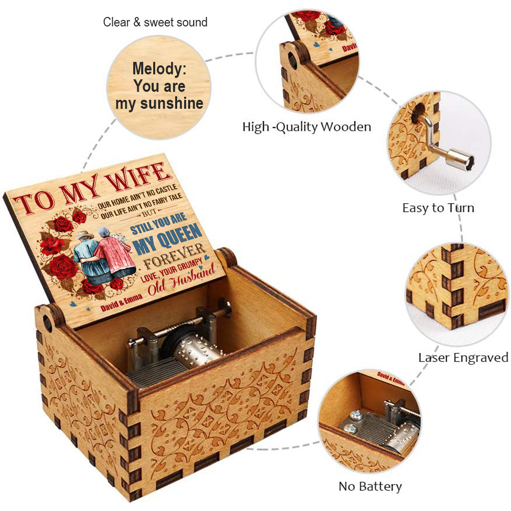 You Are My Queen - Personalized Couple Hand Crank Music Box