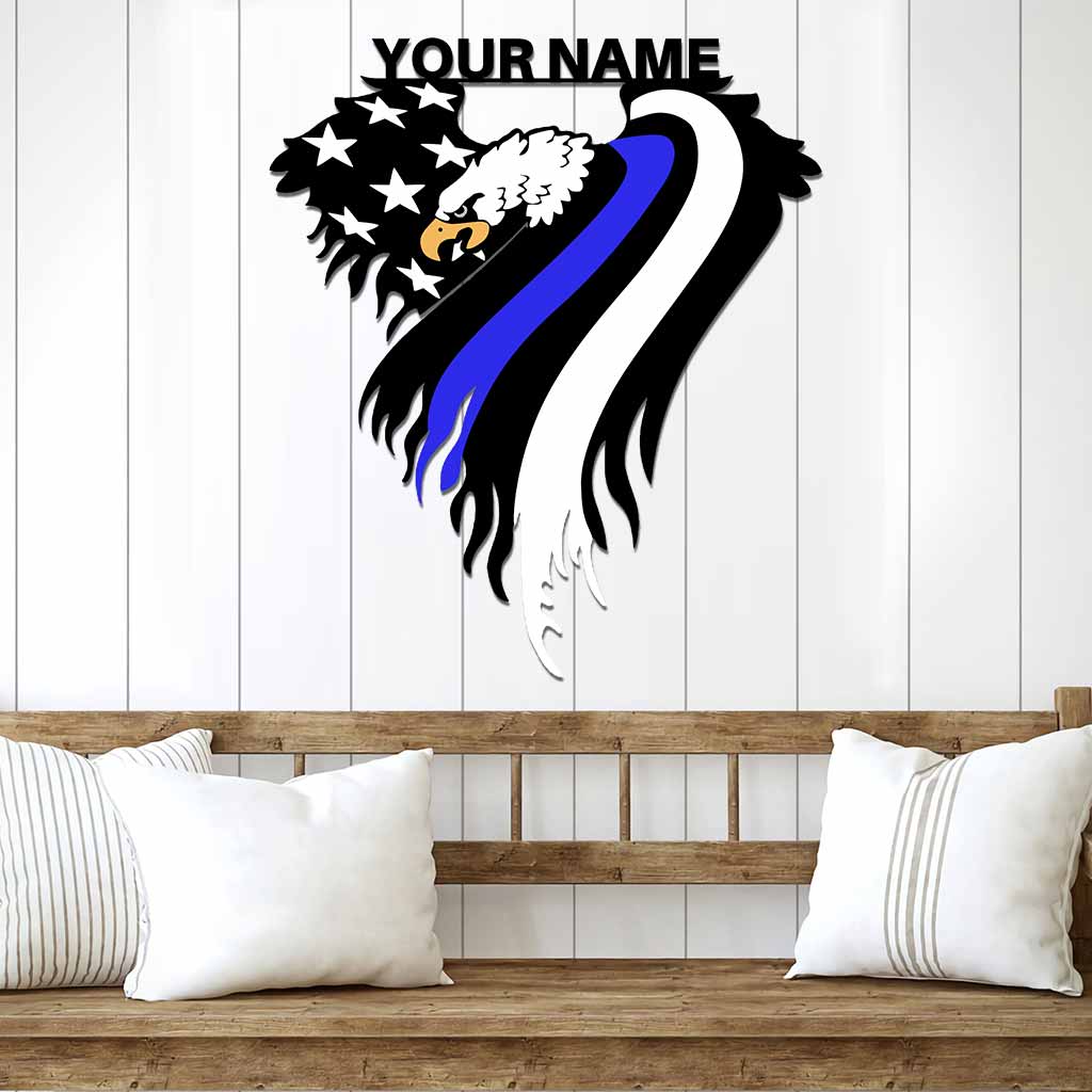 Blue Eagle - Police Personalized Cut Metal Sign
