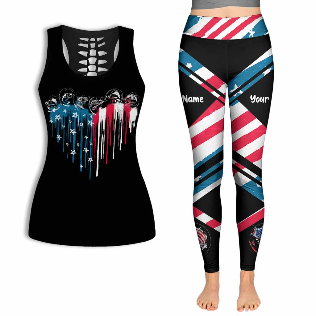 Liberté de pêche - Débardeur et legging ajourés personnalisés pour la fête de l'Indépendance