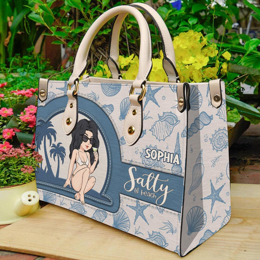 Salty Lil Beach - Sac à main en cuir personnalisé pour amoureux de la mer