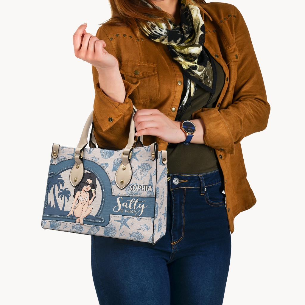 Salty Lil Beach - Sac à main en cuir personnalisé pour amoureux de la mer