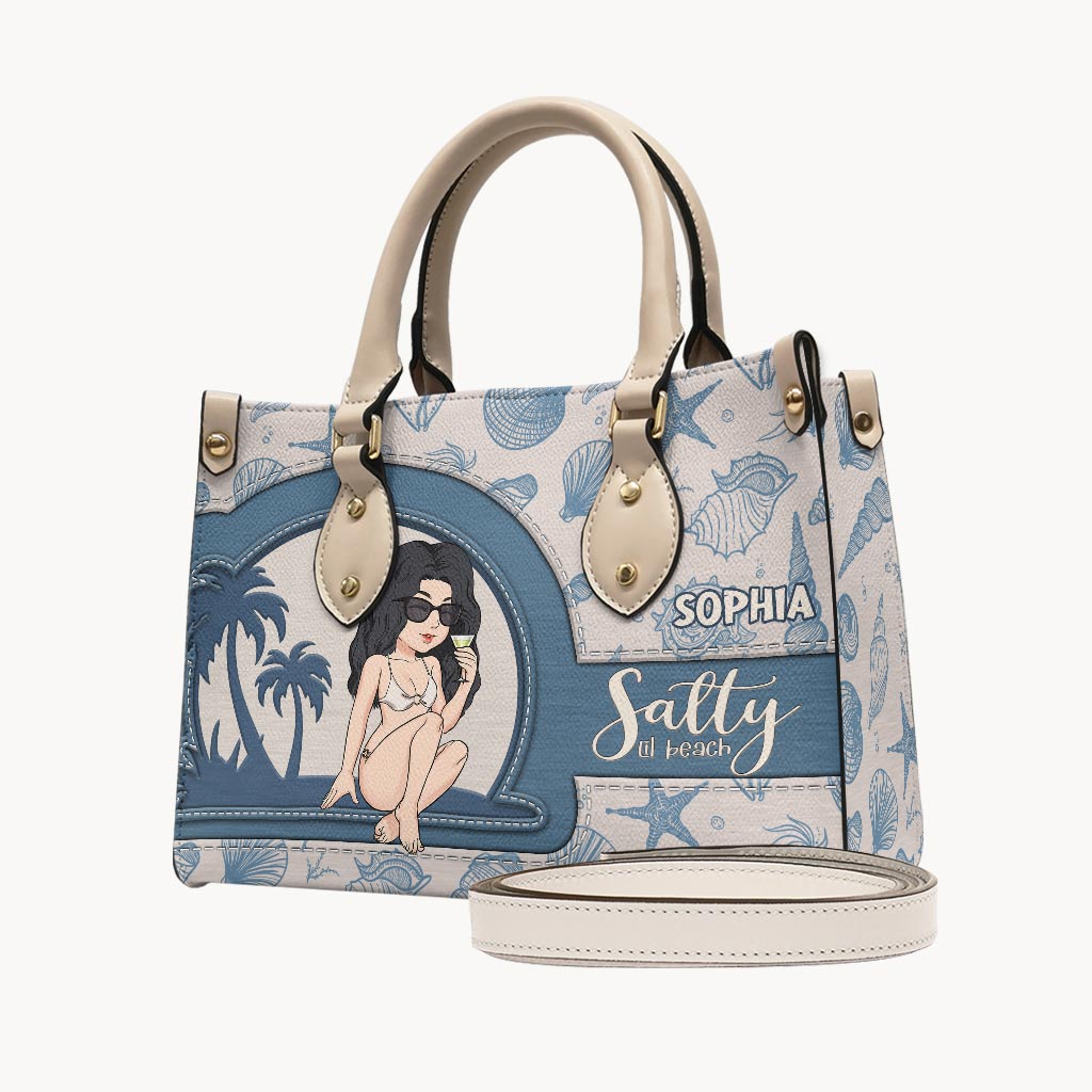 Salty Lil Beach - Sac à main en cuir personnalisé pour amoureux de la mer