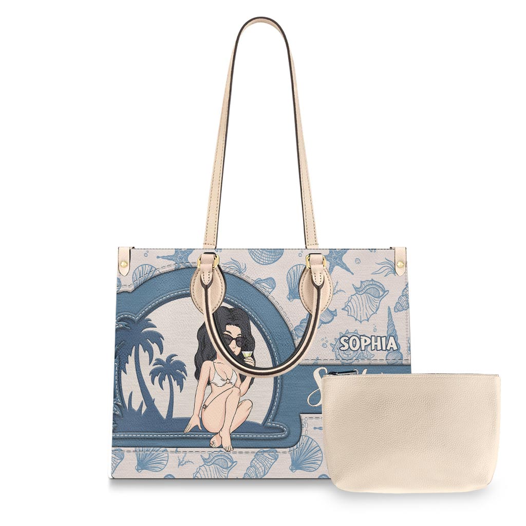 Salty Lil Beach - Sac à main en cuir personnalisé pour amoureux de la mer