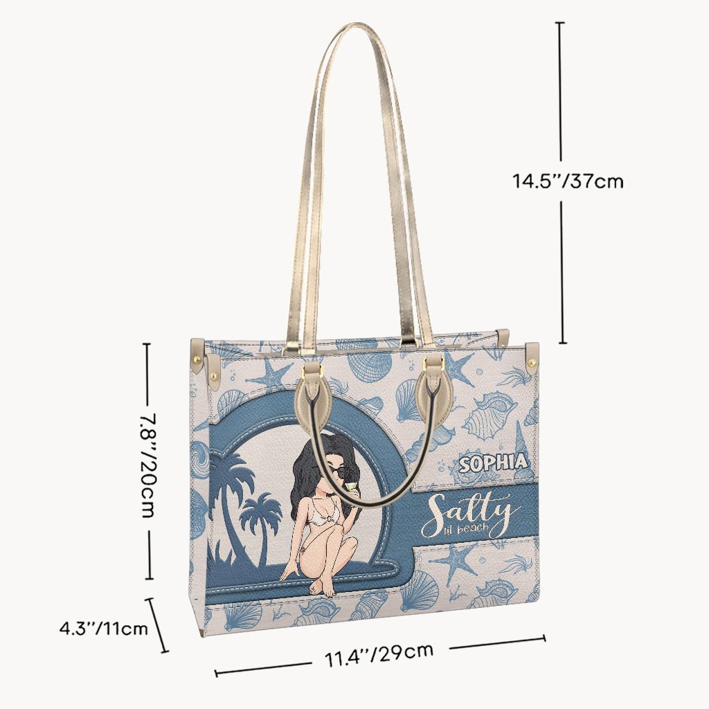 Salty Lil Beach - Sac à main en cuir personnalisé pour amoureux de la mer