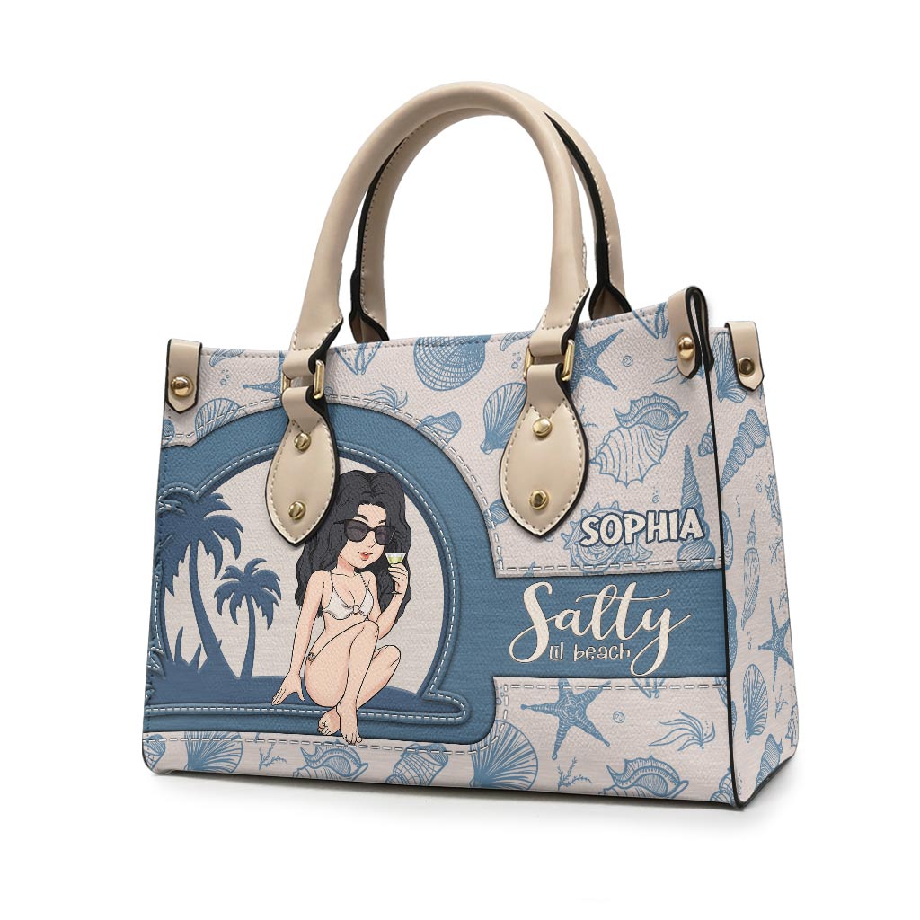 Salty Lil Beach - Sac à main en cuir personnalisé pour amoureux de la mer