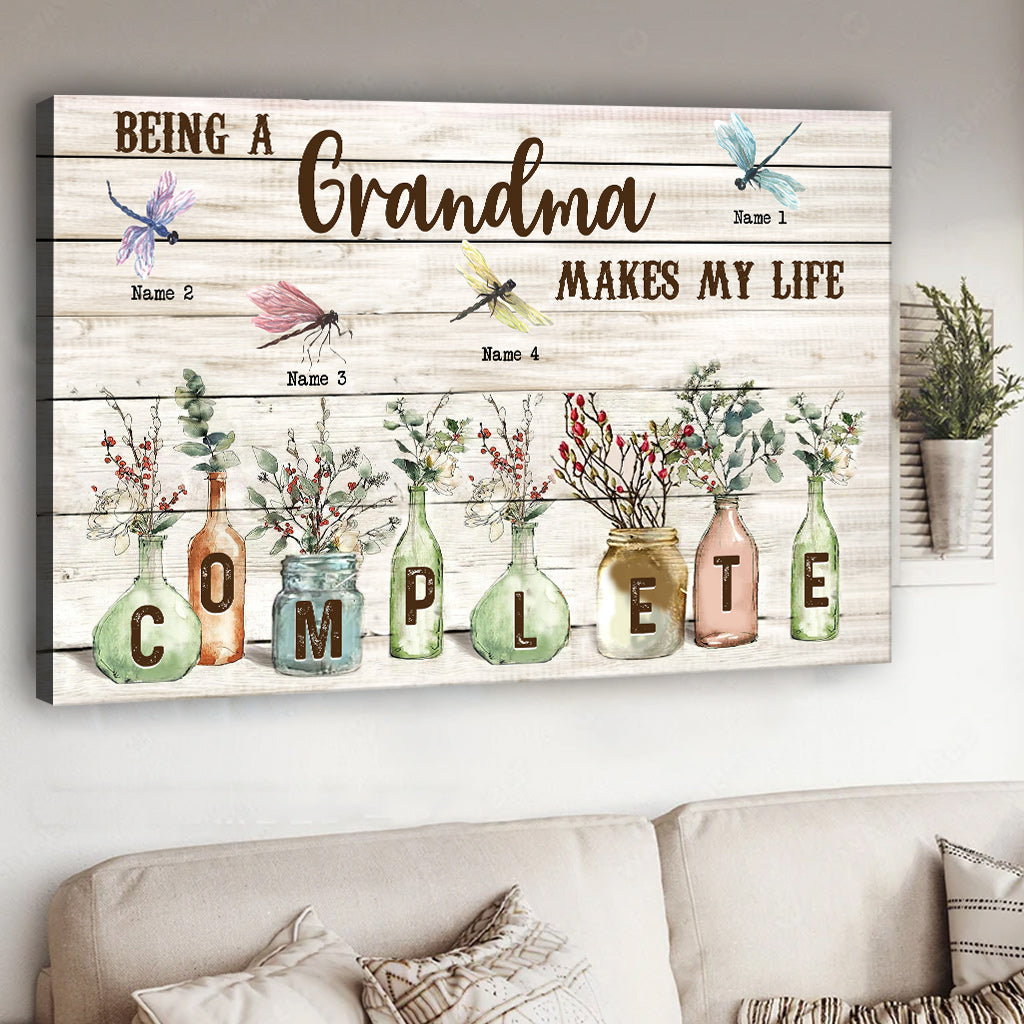 My Life Complete - Personalized Grandma Canvas And Poster