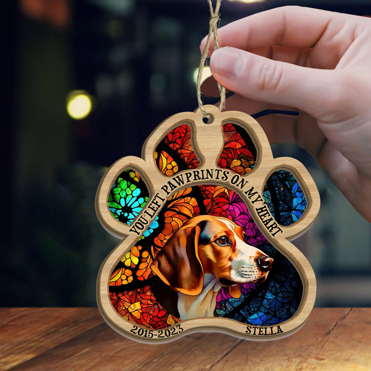 Tu as laissé des empreintes sur mon cœur - Cadeau pour la perte d'un chien ou d'un chat - Attrape-soleil personnalisé