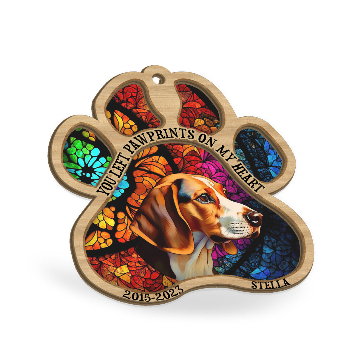 Tu as laissé des empreintes sur mon cœur - Cadeau pour la perte d'un chien ou d'un chat - Attrape-soleil personnalisé