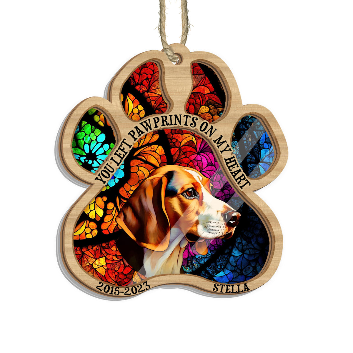 Tu as laissé des empreintes sur mon cœur - Cadeau pour la perte d'un chien ou d'un chat - Attrape-soleil personnalisé
