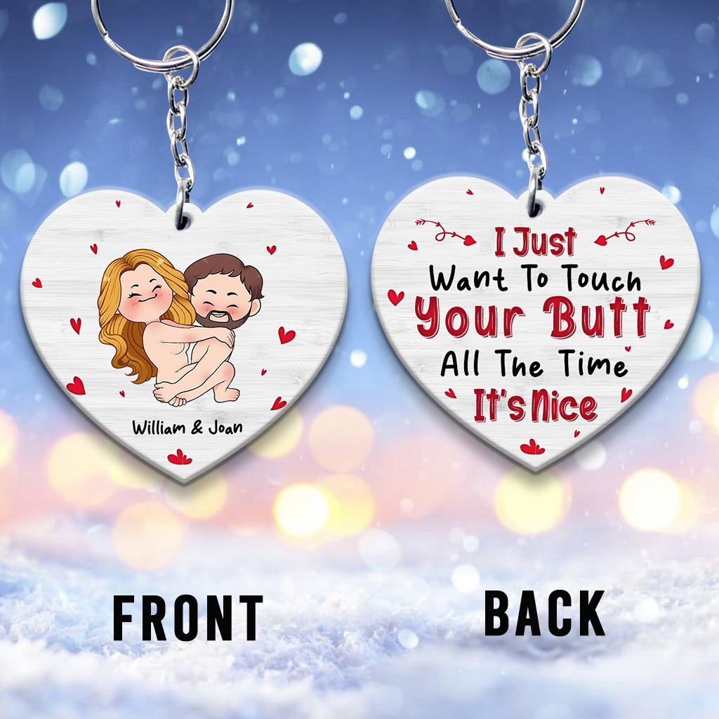 J'ai juste envie de le toucher - Porte-clés transparent personnalisé pour couple