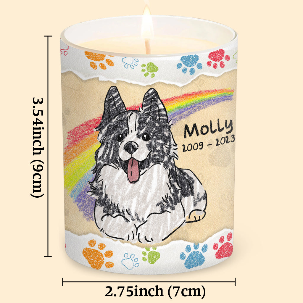 J'ai traversé l'arc-en-ciel - Cadeau pour les personnes ayant perdu un chat ou un chien - Bougie personnalisée avec couvercle en bois