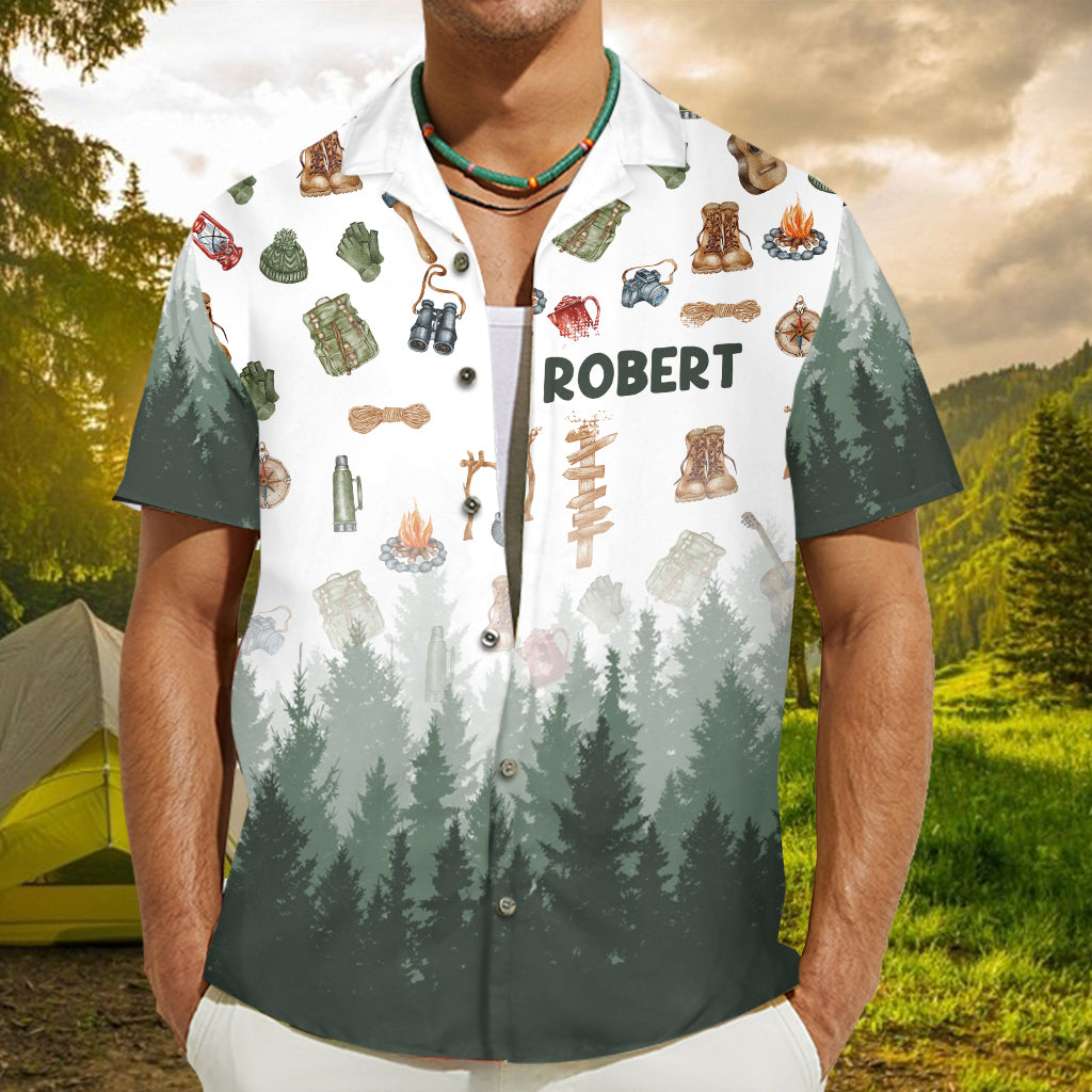 J'adore le camping - Chemise hawaïenne de camping personnalisée