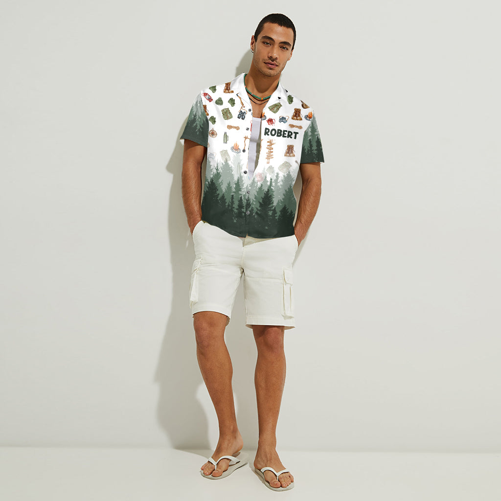 J'adore le camping - Chemise hawaïenne de camping personnalisée