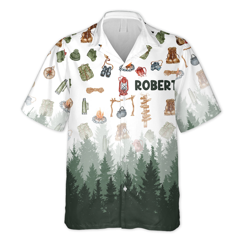 J'adore le camping - Chemise hawaïenne de camping personnalisée