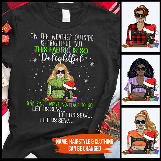 Le temps dehors est épouvantable - T-shirt et sweat à capuche de Noël personnalisés à coudre