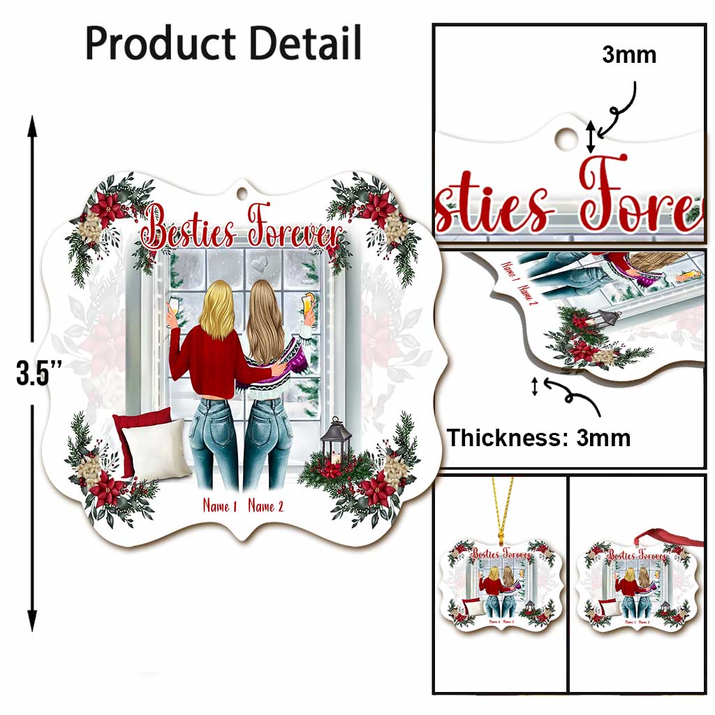Meilleures amies pour toujours - Ornement de Noël personnalisé pour meilleures amies (Imprimé des deux côtés)