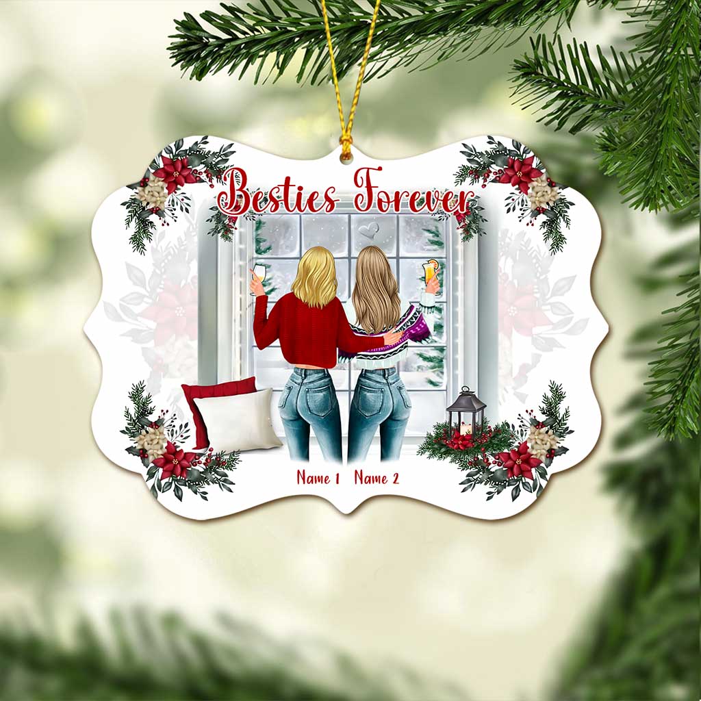 Meilleures amies pour toujours - Ornement de Noël personnalisé pour meilleures amies (Imprimé des deux côtés)