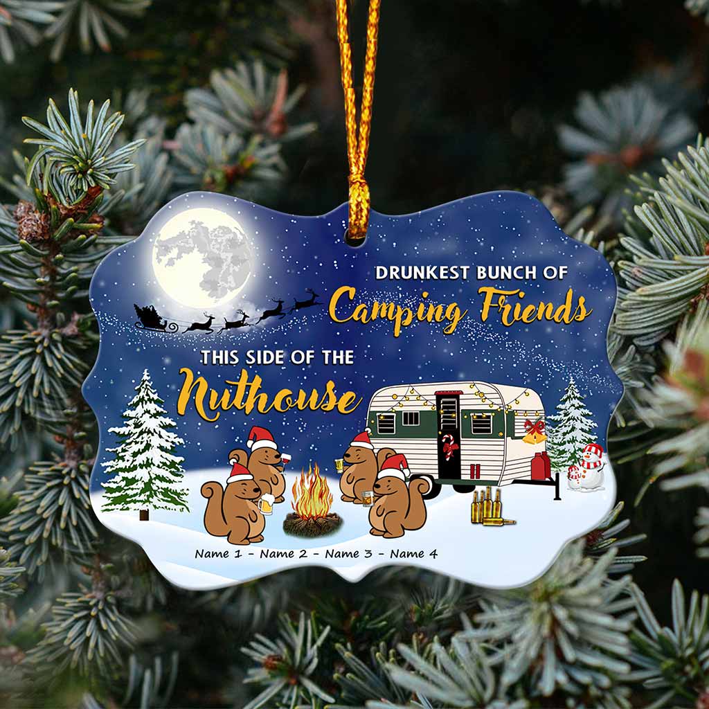 La bande de copains campeurs les plus bourrés de ce côté-ci de l'asile - Ornement de Noël personnalisé (Imprimé des deux côtés)