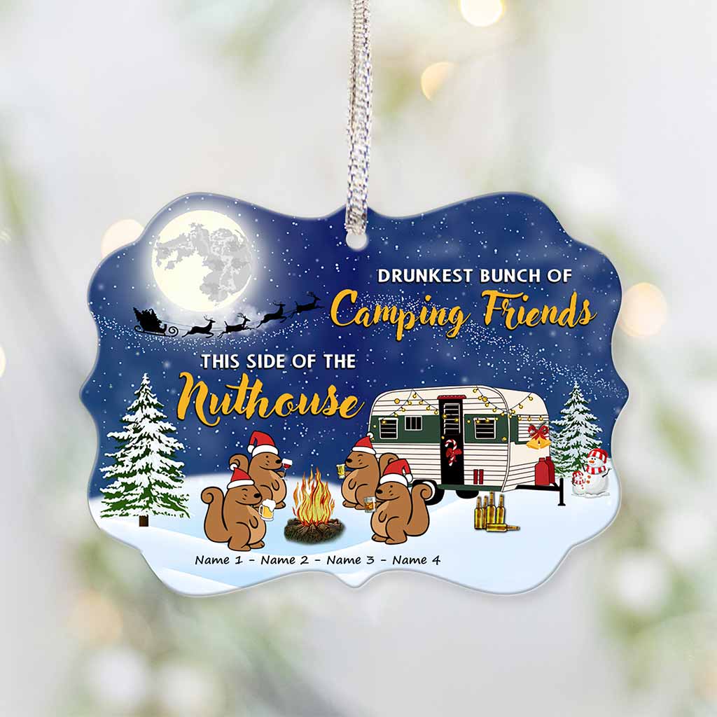 La bande de copains campeurs les plus bourrés de ce côté-ci de l'asile - Ornement de Noël personnalisé (Imprimé des deux côtés)