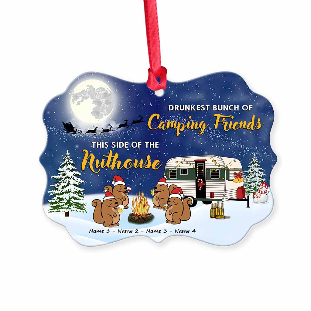 La bande de copains campeurs les plus bourrés de ce côté-ci de l'asile - Ornement de Noël personnalisé (Imprimé des deux côtés)