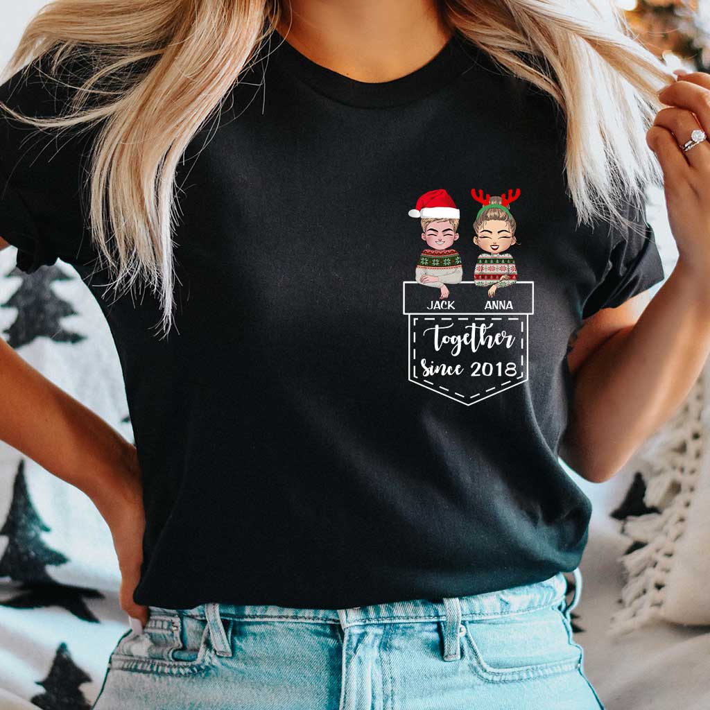 Ensemble - T-shirt et sweat à capuche de Noël personnalisés pour couples