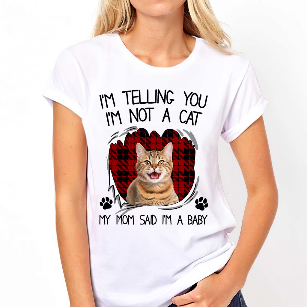 Ma mère dit que je suis un bébé - T-shirt et sweat à capuche personnalisés pour chat