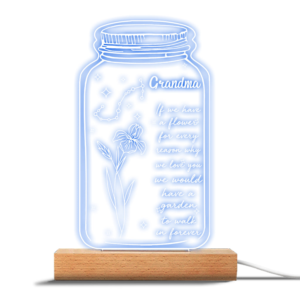 Si j'avais une étoile : Fleur de naissance et signe du zodiaque - Cadeau pour maman, grand-mère, fille, épouse, petite amie, papa, grand-père, petit ami, mari - Plaque lumineuse personnalisée