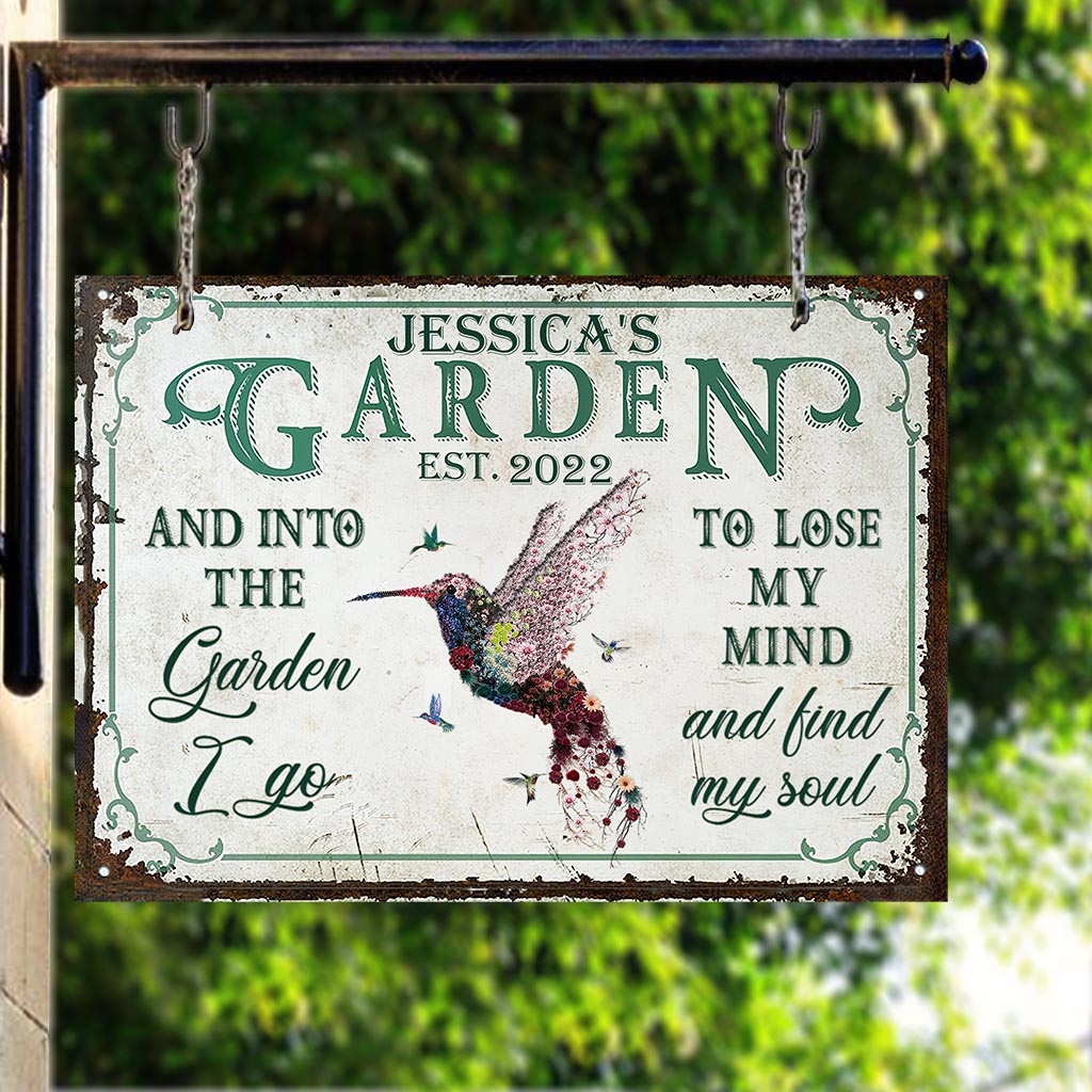 Au jardin je vais - Panneau métallique rectangulaire personnalisé pour le jardinage