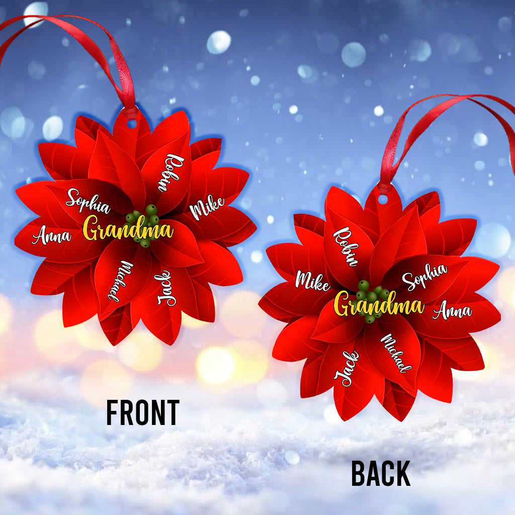 Poinsettia de Noël pour grand-mère/maman/famille - Cadeau pour grand-mère - Ornement personnalisé