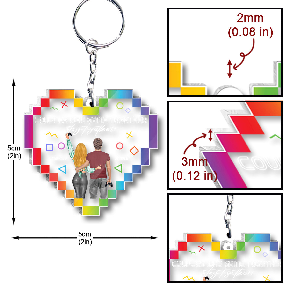 Les couples qui jouent ensemble restent ensemble - Porte-clés de jeu vidéo personnalisé