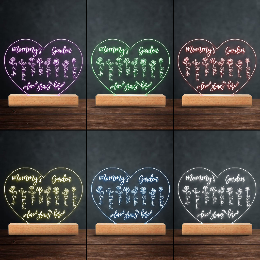 Le Jardin de Grand-Mère - Cadeau pour grand-mère, maman, tante, grand-père - Plaque lumineuse personnalisée