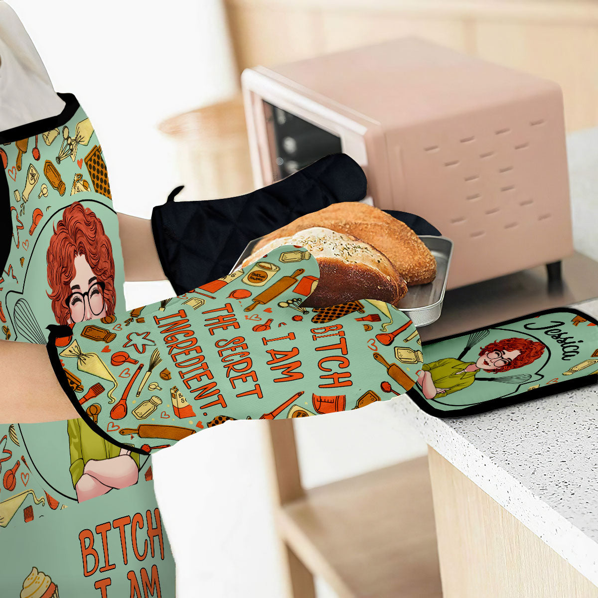 I Am The Secret Ingredient - Personalized Baking Apron, Oven Mitts & Pot Holder
