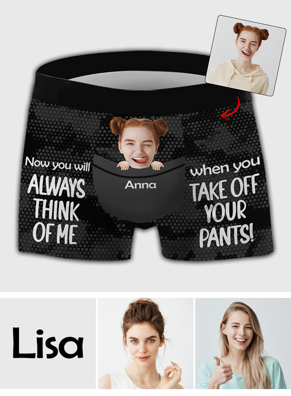 Tu penseras à moi - Boxers personnalisés pour couples d'hommes