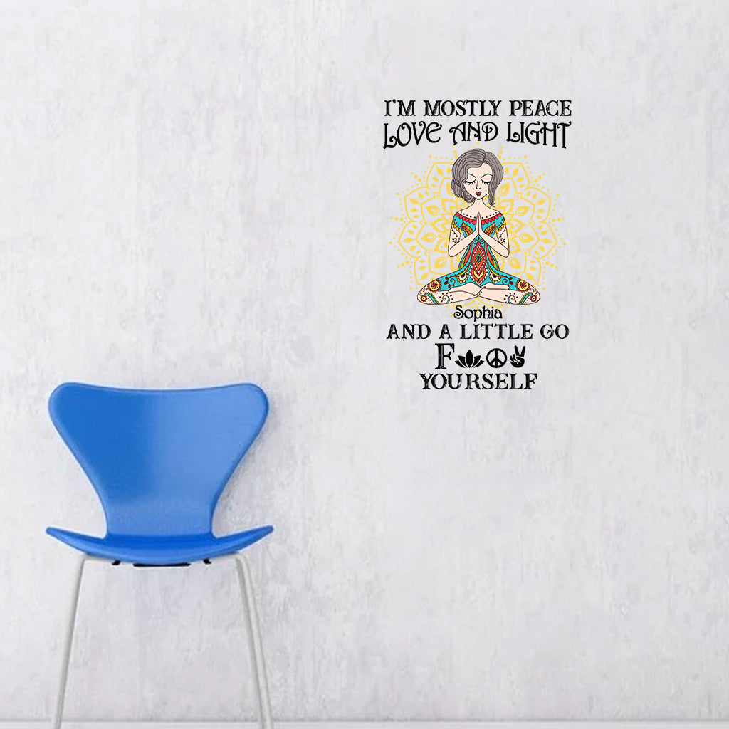 I’m Mostly Peace Love And Light - Personalized Yoga Decal Full