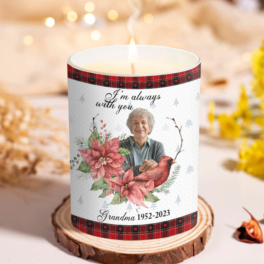 I'm Always With You - Memorial gift for loss of grandma, grandpa - Personalized Candle With Wooden Lid