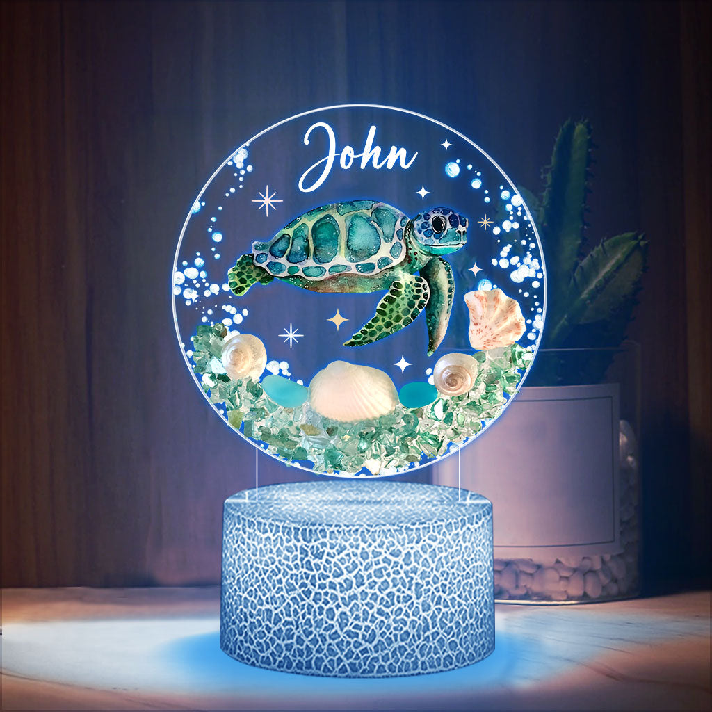 Plaque lumineuse personnalisée en forme de tortue « Love Turtle »