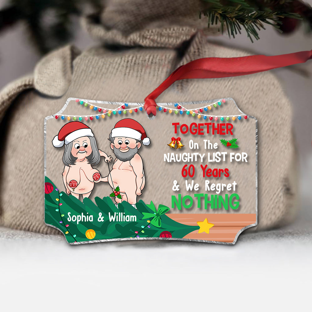 Together On The Naughty List - Personalized Couple Transparent Ornament